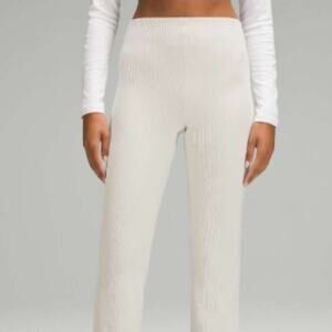 Lululemon Brushed Softstreme Ribbed Zip Flared Pant 32.5" Bone Size 10 NWOT